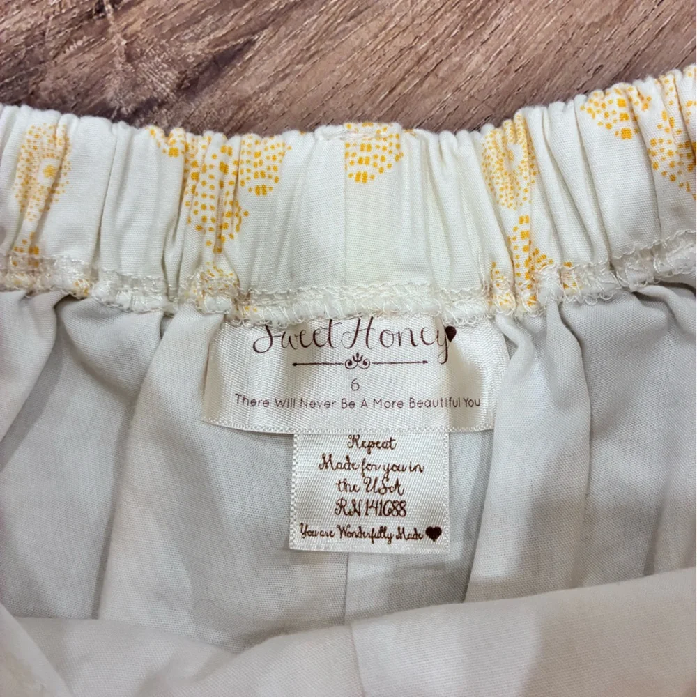 Sweet Honey White Yellow Shorts Bottoms Summer Size 6 Girl